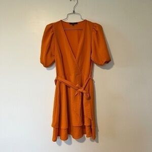 My Jewellery Orange Wrap V Neck Mini Dress sz XS